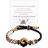 For Granddaughter Bracelet A Link That Can Never Be Undone Peach Blossom Knot Bracelet, To My Granddaughter Bracelet from Grandma, Adjustable Braided Bracelets for Women Inspirational Birthday Jewelry