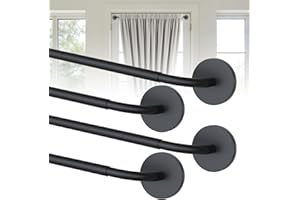 4 Pack Magnetic Curtain Rod for Metal Doors, French Door Curtain Rods Adjustable 18-30 Inch, 1/2 Inch Diameter, Magnetic Cafe