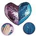 U-miss Mermaid Pillow with Pillow Insert, Two-Color Decorative Heart Shape Reversible Sequin Pillow 13''×15'' (Heart-Shaped, Pink-Blue)