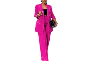 Tcremisa Women's Fashion Pants Suit 2 Piece Business Outfits Casual Double Breasted Blazer and Pant Sets