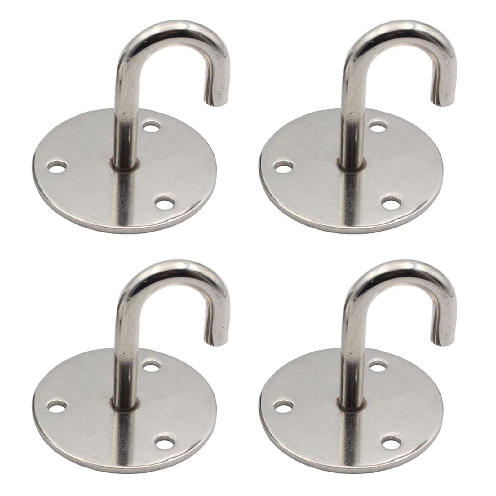 SeeRaphee Stainless Steel Round Base Screws Mount Ceiling Hooks Hanging Hook for Ceiling Fan Yoga and Hanging Plant Diameter 52mm 4PCS
