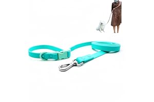 TESITEHI Hands Free Dog Leash, 4-7.5 FT PVC Waterproof Multifunctional Dog Leash Adjustable Lengths for Handless Walking Training Running with Cross Body, Over Shoulder, Waist and Belt (Mint Green)