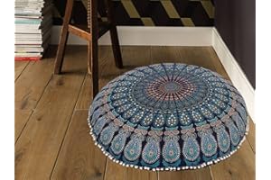 My Dream Carts 32 Inch Floor Pillow Cover Only Cushion Cover Mandala Round Floor Pillow Cover Meditation Pillowcase Floor Pillows Seating for Adults Pouf Cover Bohemian Yoga Decor Floor Cushion Case