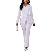 Pant Suits for Women Dressy Long Sleeve Blazer Jackets and High Waisted Wide Leg Pants Sets 2 Piece Work Outfit 2025