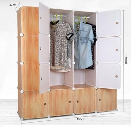 16 Box Wooden Look Folding Wardrobe Polypropylene Plastic Sheet