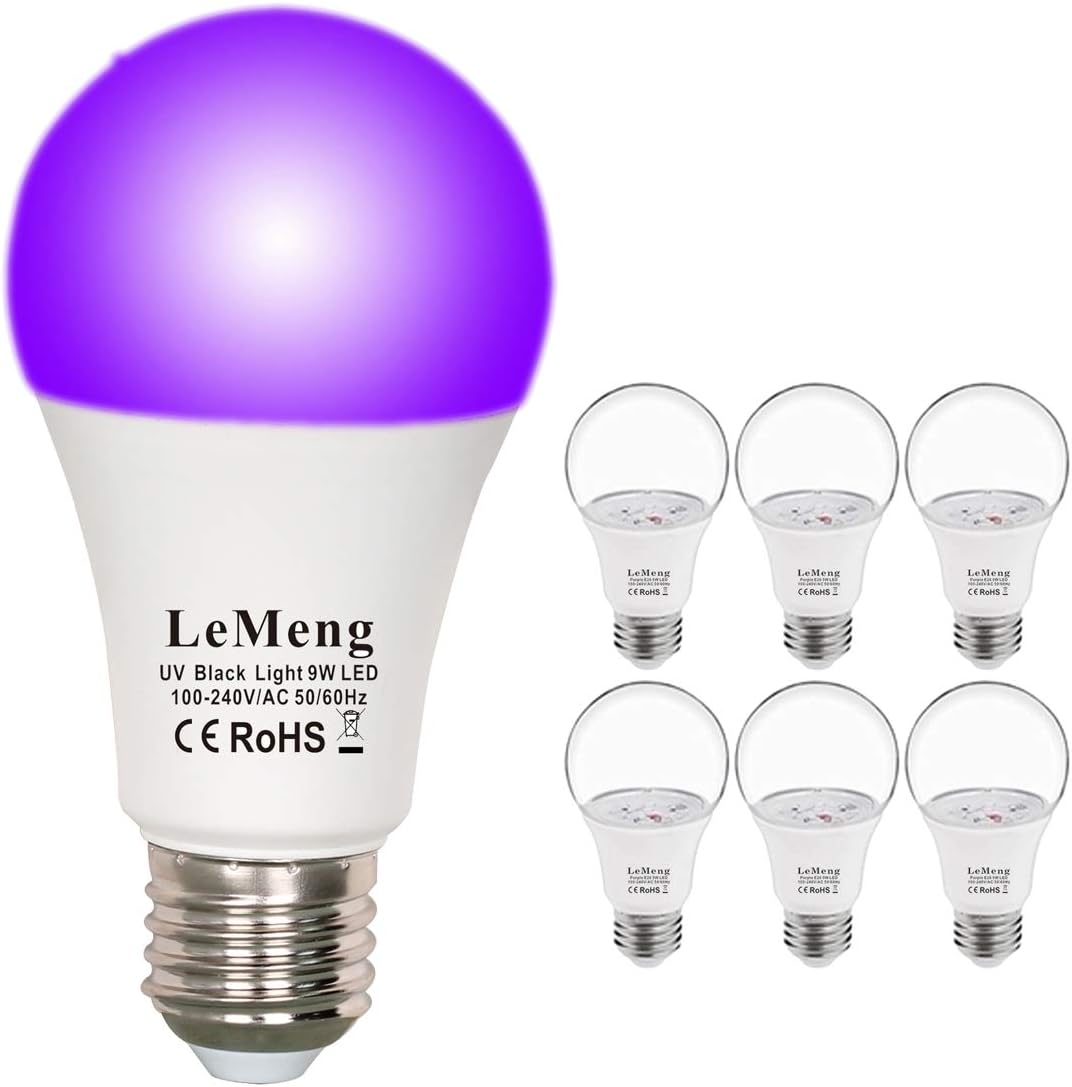 LeMeng UV LED Black Lights Bulb 9W A19 (60W 75Watt Equivalent), E26