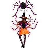 Camlinbo 64 LED Halloween Spider Costume Colorful Spider Costume with Lights Plush Spider Halloween Accessories Decor
