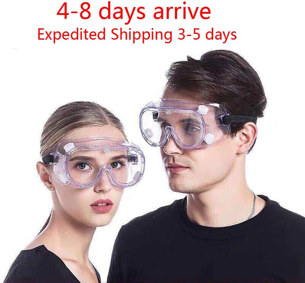 Eyes Safety Goggles Anti Fog Dust Clear Glasses PC Fully Sealed Adjustable Strap Eye Protection for Lab, Chemical (1 Pack, Clear)