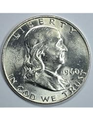 Coins: 1960 D Franklin 90% Silver Half Dollar Brilliant Uncirculated