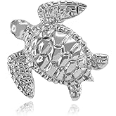 Claddagh Gold 925 Sterling Silver Textured Style Sea Turtle Charm Pendant