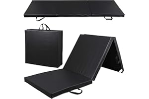 BBBuy 6' x 2' Tri-Fold Portable Folding Exercise Gym Mat Extra Thick Foam Gymnastics Mat Aerobics Yoga Martial Arts MMA Stretching Core Workouts w/Carrying Handle