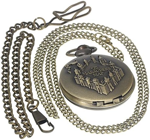 Bronze Vintage Brass Antique Case Pocket Watch Fob Watch for Men Women with 1 PC Necklace Chain 1 PC Clip Key Rib Chain