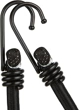 ASelected 12pk Bungee Cords 12" Black Heavy Duty Rubber Metal Hooks UV Resistant view 3