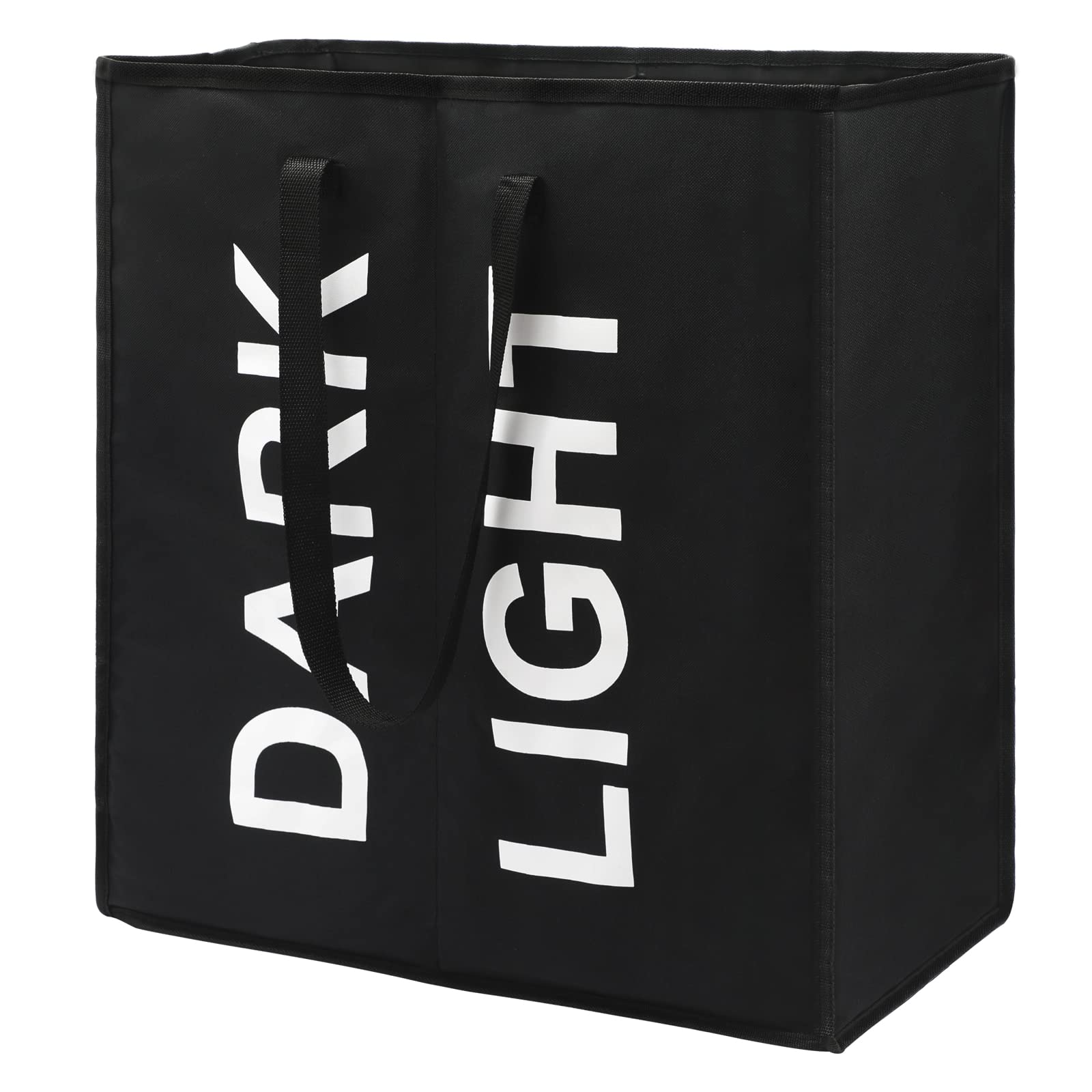 Maxsilan 80L Large Laundry Basket with 2 Compartments, Collapisable Laundry Bag, Foldable Laundry Hamper, Folding Washing Storage Bin, Black