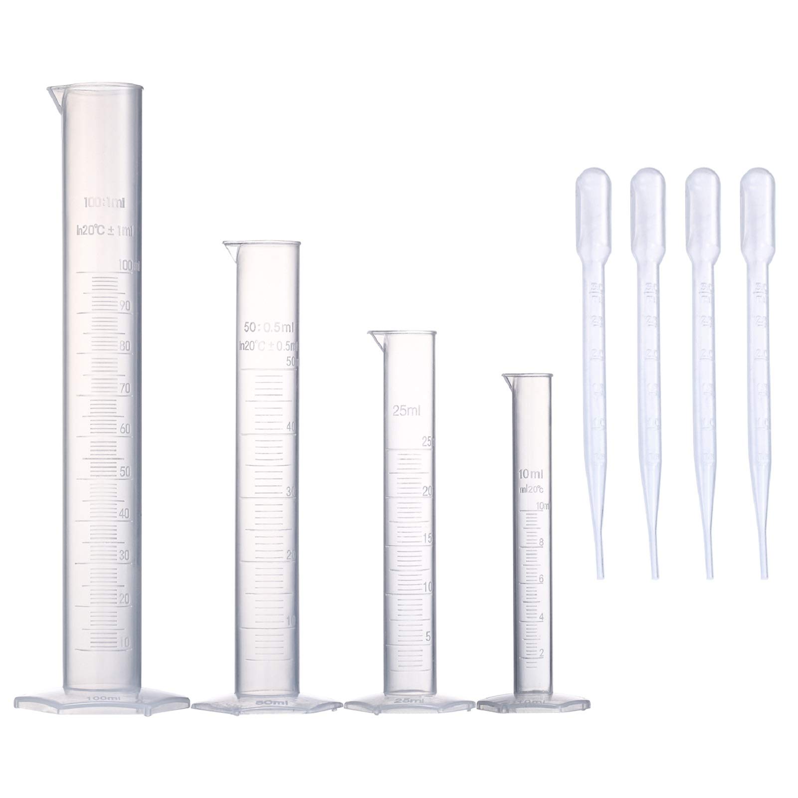 Young4us Measuring Cylinder Set, 4 Sizes Graduated