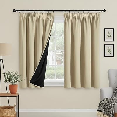 PONY DANCE 100% Blackout Thermal Curtain 52x54 Biscotti Beige 2 Panels
