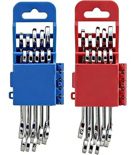 SPEEDWOX Small Wrench Set, 4mm-11mm, 5/32-7/16 Inch, Angled Box