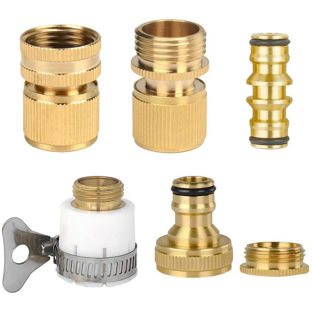 Set of Brass Garden Hose Expandable Stretch Fittings Tap Adaptors Connectors