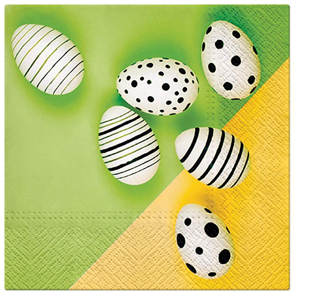 Easter Paper Napkins Quality Decorative Serviettes 33cm x 33cm (Pack of 20) (Modern Eggs Green)