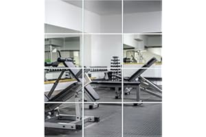 JAMBALAY Home Gym Mirrors for Gym, 12Pcs 12"×12" Glass Full Length Wall Mirror Tiles, Frameless Full Body Wall Mirrors for Be