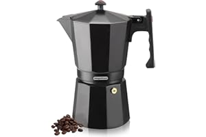 MAGEFESA Colombia Noir Stovetop Espresso Moka Pot, 3-Cup/5 oz, Italian Coffee Maker for Cuban Coffee, Extra-Thick Aluminum, Heat-Resistant Handle, Safe & Easy-to-Use, Greca Coffee Maker
