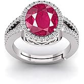LMDPRAJAPATIS 9.50 Carat Natural Lab Certified Ruby 925 Sterling Silver Adjustable Ring