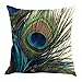 Qinqingo Colorful Peacock Feather Throw Pillow Case Cushion Cover Home Sofa Decor Toss Pillow Pillowcases (Set of 4)