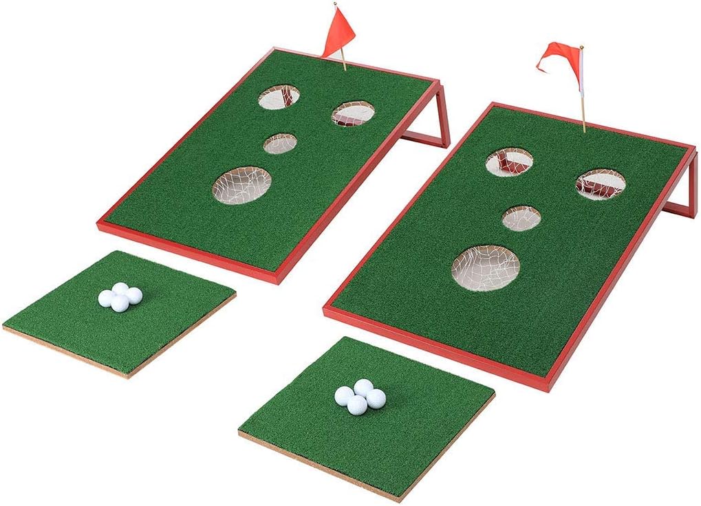 SPRAWL Golf Cornhole Set Chipping Game Indoor/Outdoor Golf Chip Shot Yard Game Hitting Mat for Tailgate, Party, Office, Backyard 2 x 3 FT