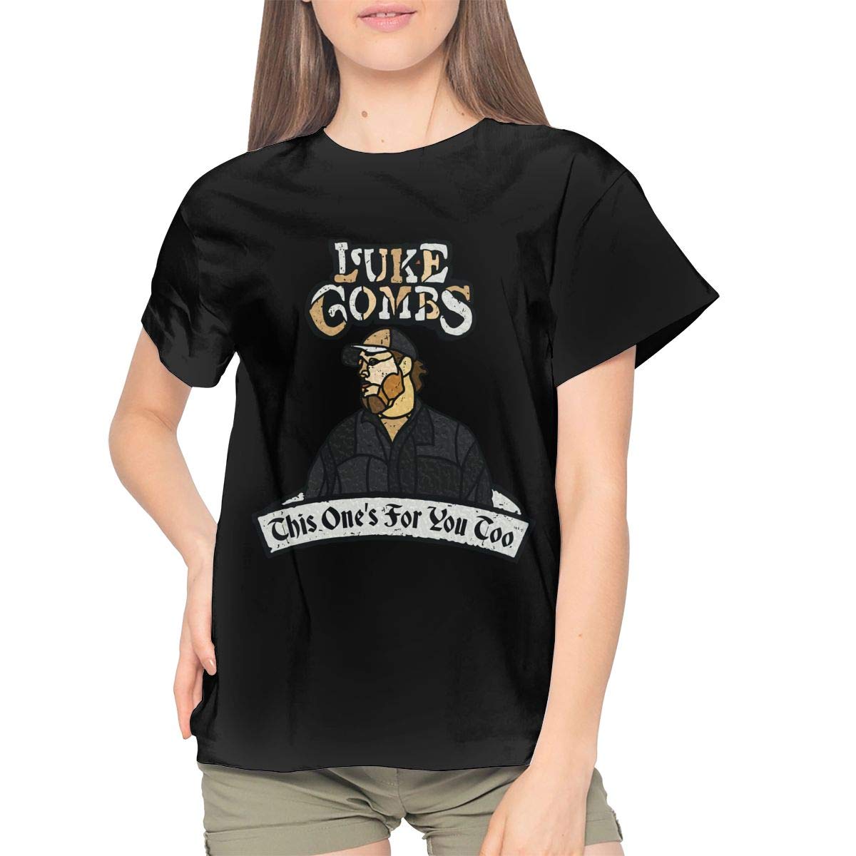 Luke Combs S Short Sleeve T Shirt Graphic Print Tops Black | Kitilan