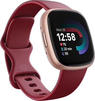Fitbit Versa 4 Smartwatch GPS 6 Day Battery iOS Android Beet Copper Rose