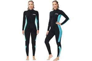 Lansru Wetsuit, 5/4mm Upgrade CR Neoprene Wetsuits for Men and Women, Ideal Thermal Wet Suit in Cold Water, Front Zip for Surfing Snorkeling Diving Swimming