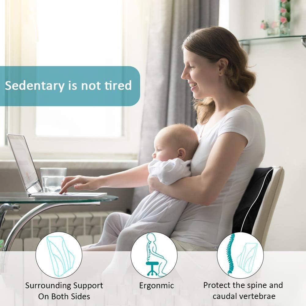 Lumbar Support Pillow for Office Chair Car Memory Foam Back Cushion for Back Pain Relief Improve Posture Large Back Pillow for Computer, Gaming Chair, Recliner with Mesh Cover Double Adjustable Straps: Kitchen & Dining