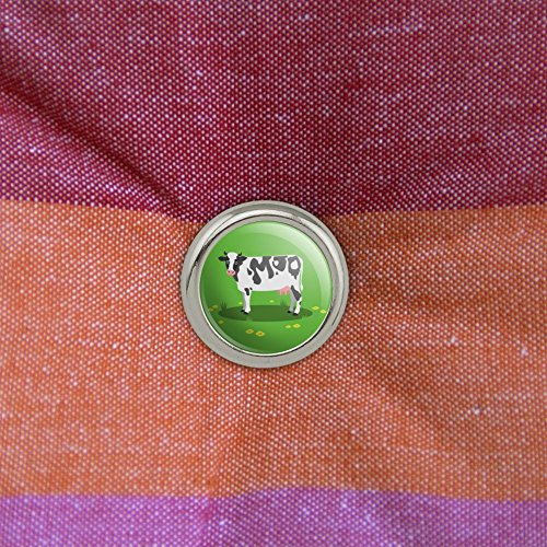 Dairy Cow In Field with Flowers Metal Craft Sewing Novelty Buttons - Set of 4