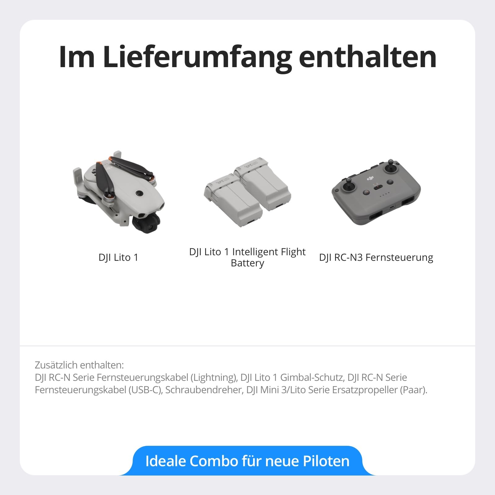 DJI Lito 1 Two-Battery Combo (DJI RC-N3), Updated Version of Mini 4K 8