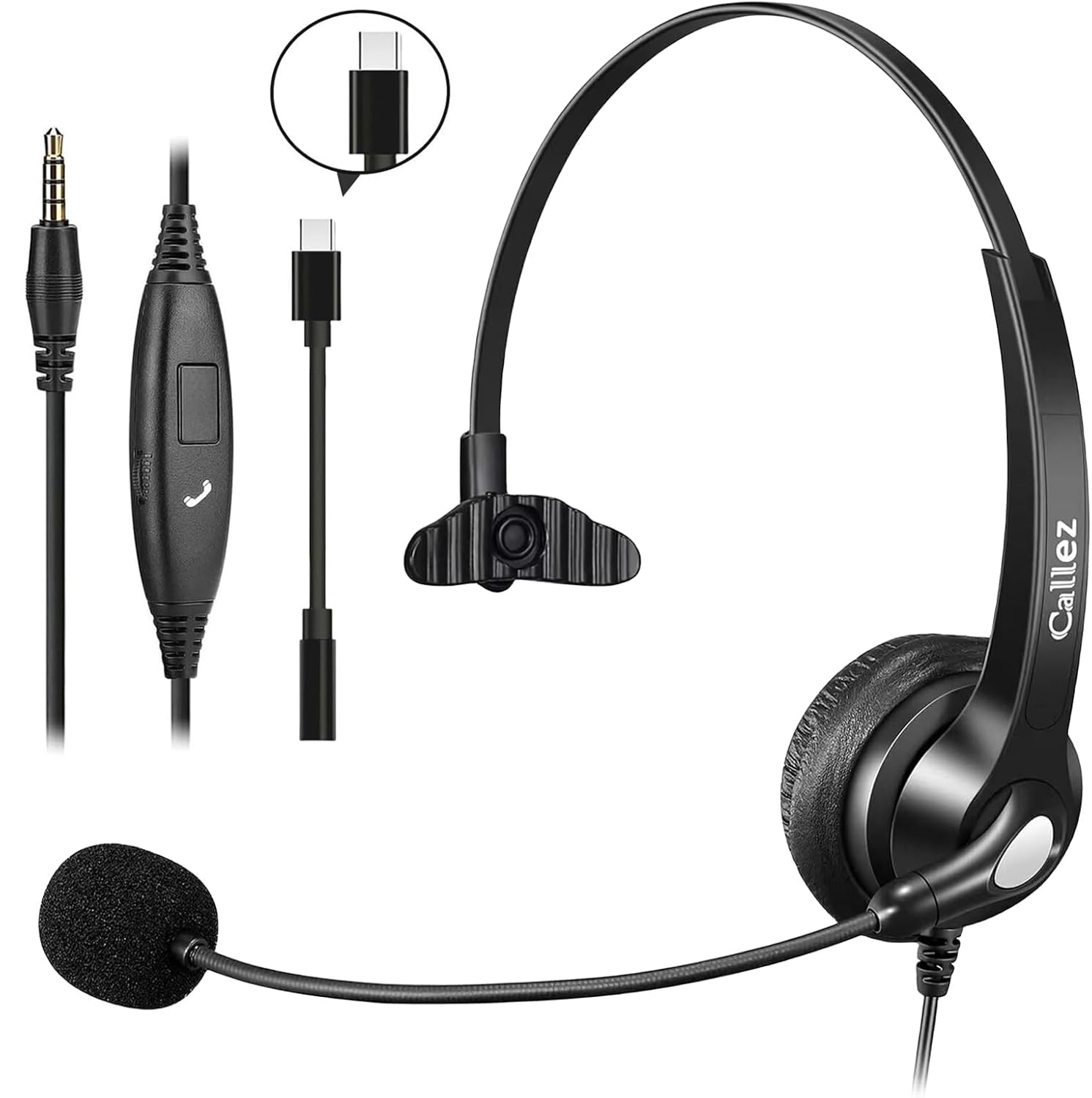 Photo 1 of 3.5mm Jack Cell Phone Headset with Microphone Noise Cancelling for PC Laptop, Wired Computer Headphones for iPhone Android Zoom Home Office Work School Classroom, in-line Control, Comfort-Fit