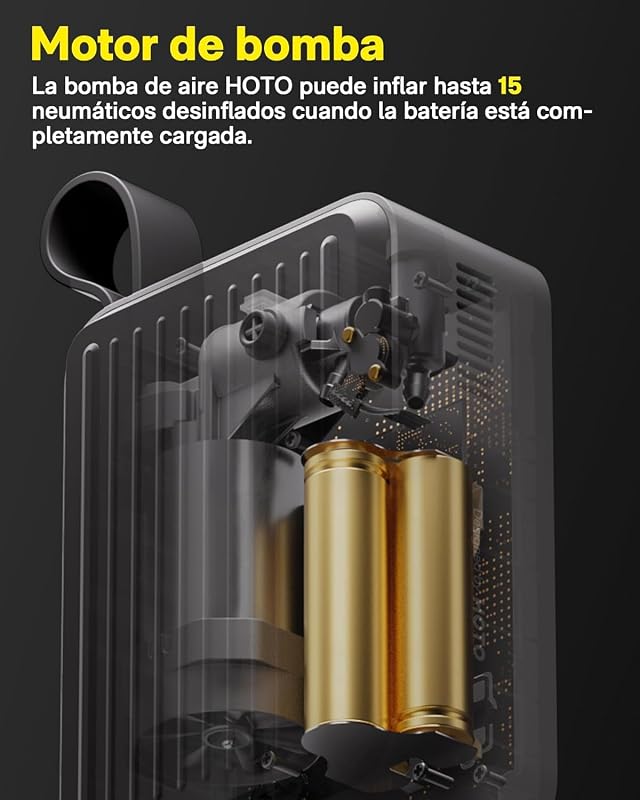 Compresor Aire Portatil 120PSI, Hinchador Ruedas Coche 2500mAh Batería