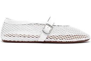 VOLEECE Women's Mesh Ballet Flats Buckle Strap Comfortable Ballerina Shoes Ladies Wide Width Casual Dress Mary Jane Flats