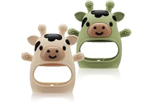 TOHIBEE 2 Pack Baby Teething Toys for 3-6 6-12 Months, Food Grade Silicone Infant Teether Mitten, Baby Essentials Teething Relief, Newborn Essentials Chew Toys for Sucking Needs