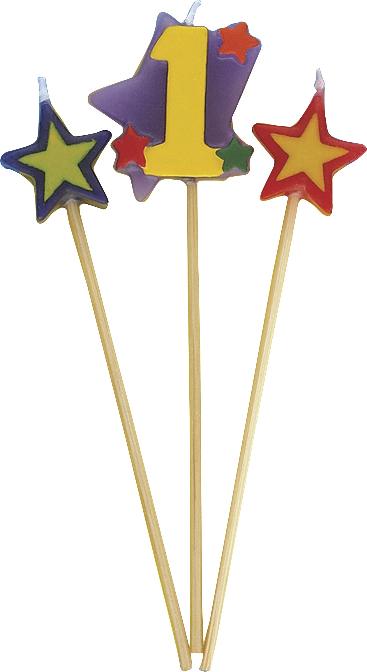 Unique Party 34041 - Number 1 Star Birthday Candles Set of 3
