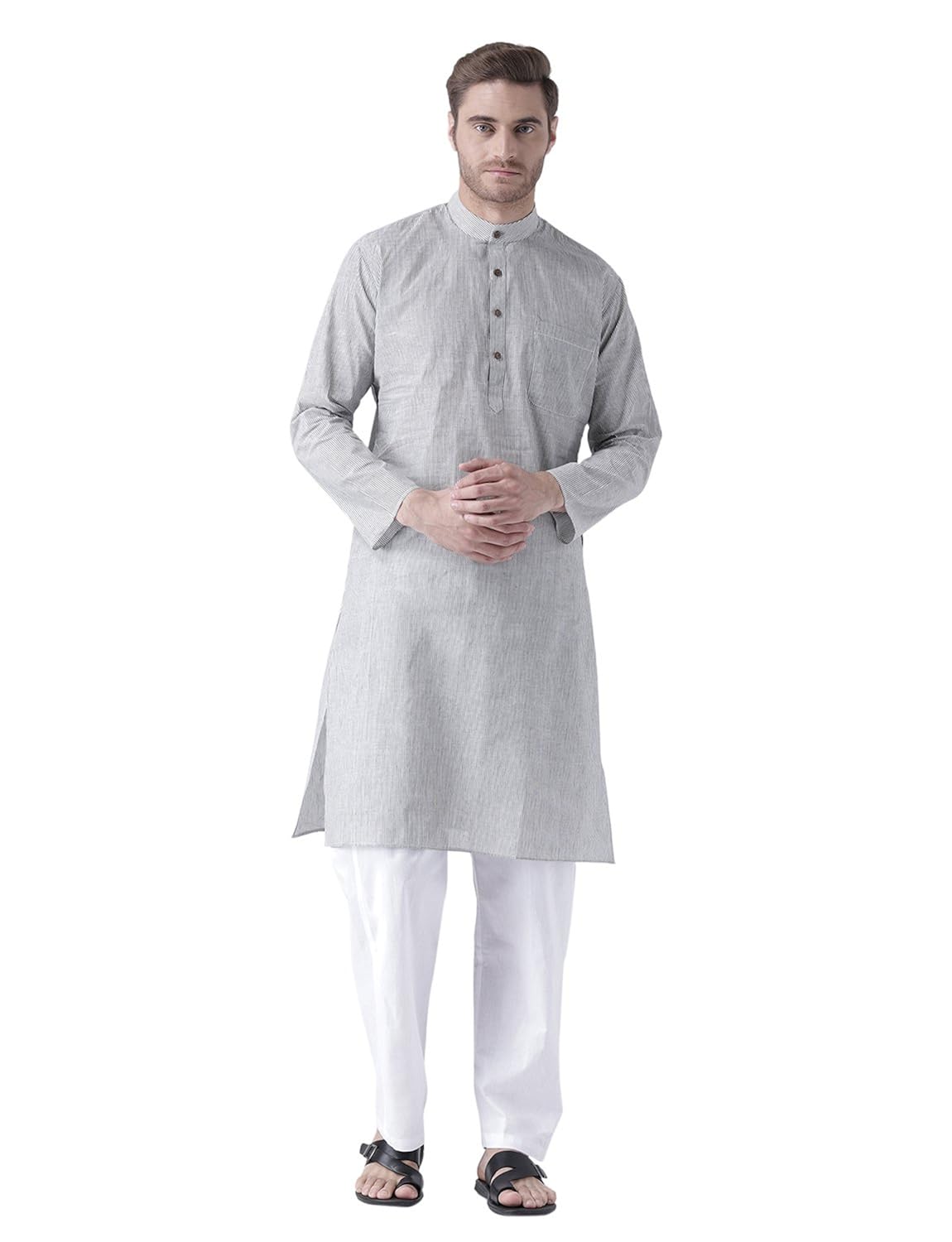 mohanlal sons light grey cotton kurta pajama