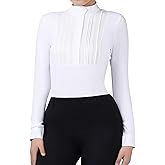 Harrison Howard Pleated Bib Rider Top Horse Riding Shirt Long Sleeve Riding Show Shirt with Lace Trims