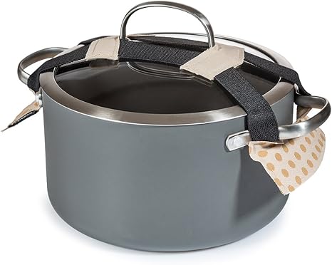 Amazon De Pots2go Panda Universal Topf Deckel Sperren Gurt Dichtungen Und Sichert Die Meisten 7 5 Zu 33 Cm Kochgeschirr Deckel Mit Flexiblem Gummiband Erhaltlich In 4 Farben Beige