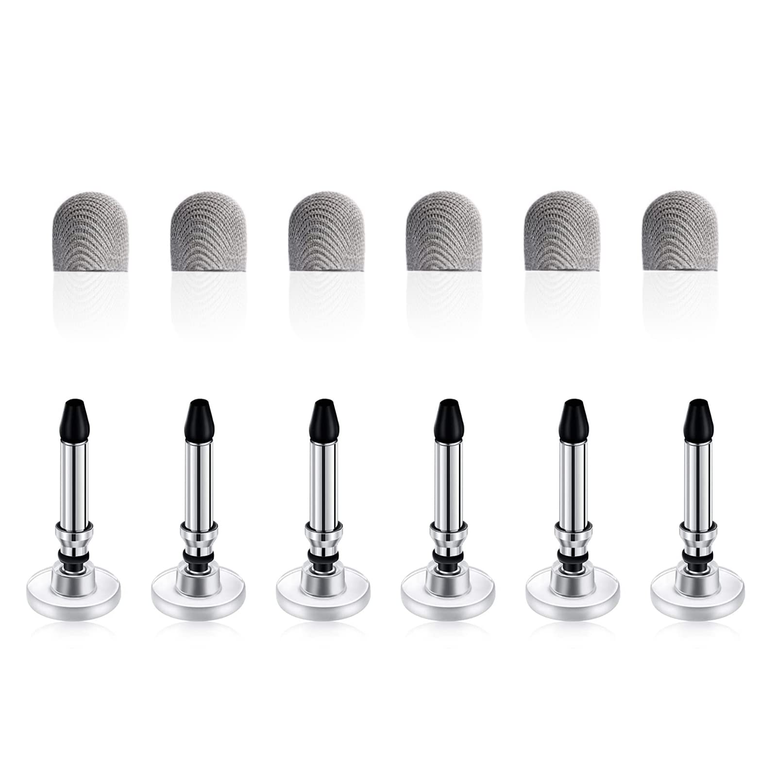 Replaced Tips for AmberVec 3 Pack Gradient Color 2-in-1 Styluses, 6 Disc Tips + 6 Mesh Fiber Tips