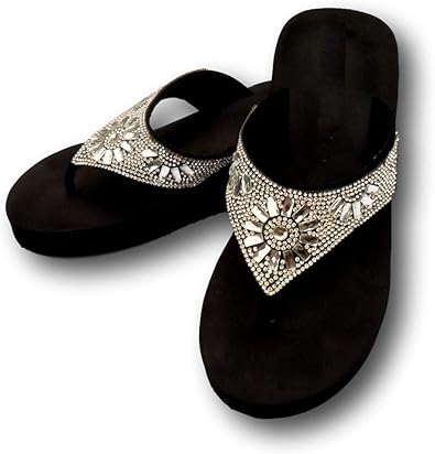 white bling flip flops