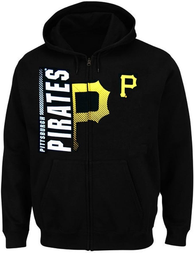 VF Pittsburgh Pirates MLB Mens Majestic Full Zip Liner Hoodie Black Size 3XL Clothing