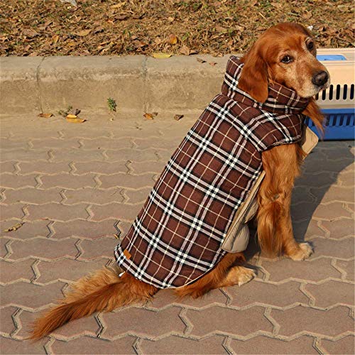 DogLemi Cozy Waterproof Windproof Reversible British Style Plaid Dog Vest Winter Coat Warm Dog Apparel for Cold Weather Dog Jacket for Double Sided Available - Brown - S - Thumbnail 4