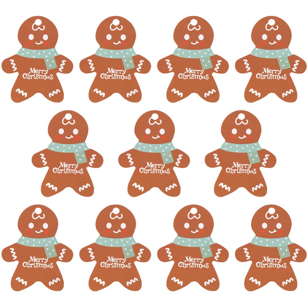 Christmas Gingerbread Man Tags 100pcs Tags Gingerbread Man Design Kraft Paper Hanging Labels Wrap Name for Xmas Winter Decorations