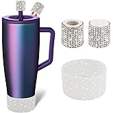 SLEILIN Silicone Boot and Rhinestone Magnetic Straw Cover Cap Compatible with BrüMate Era | Anti-Slip Silicone Protector for 40 oz Tumbler with Handle | Accessory Set for Stainless Steel Drinking Cup