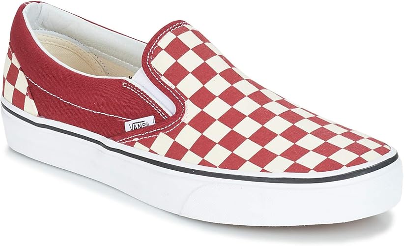 red and white slip on vans