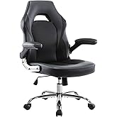 Office Chair, Gaming Chair Ergonomic Desk Chair Computer Chair PU Leather Executive Swivel Chair with Flip-up Armrests and Lu